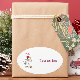 Adesivo Oval Ovelha de Natal Fofa – Feliz Navidad