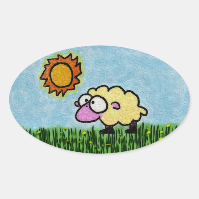 Adesivo Oval Ovelha Sunny (Frente)