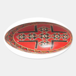 Adesivo Oval Ovo da páscoa ucraniano pintado mão