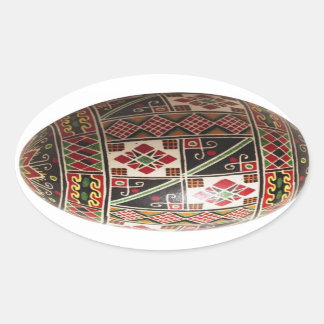 Adesivo Oval Ovo da páscoa ucraniano pintado mão