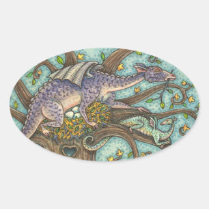 ADESIVO OVAL OVOS DE DRAGÃO, LAIR MEDIEVAL, ARTE DE FANTASIA F