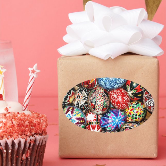 Adesivo Oval Ovos de Páscoa ucranianos (Festa)