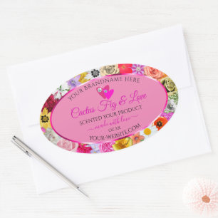 Adesivo Oval Pacote de produto cor-de-rosa corado Rotulagens Co
