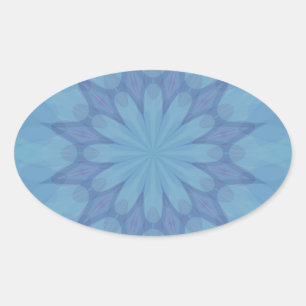 Adesivo Oval Padrão Azul e Turquesa 3