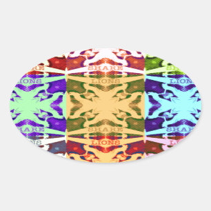 Adesivo Oval Padrão colorido da cultura pop art xadrez africano