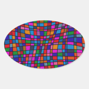 Adesivo Oval Padrão de Azulejos Coloridos em Mosaico