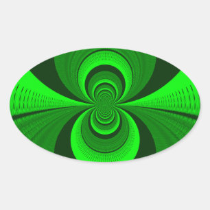 Adesivo Oval Padrão de caleidoscópio verde brilhante abstrato