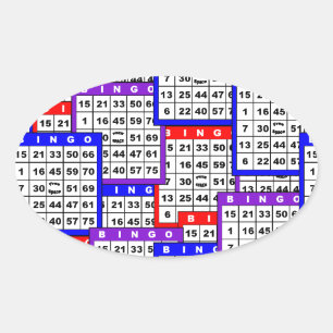 Adesivo Oval Padrão de Cartões de Bingo