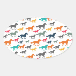 Adesivo Oval Padrão de Cavalo Cugado