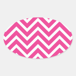 Adesivo Oval Padrão de Chevron Rosa Girly