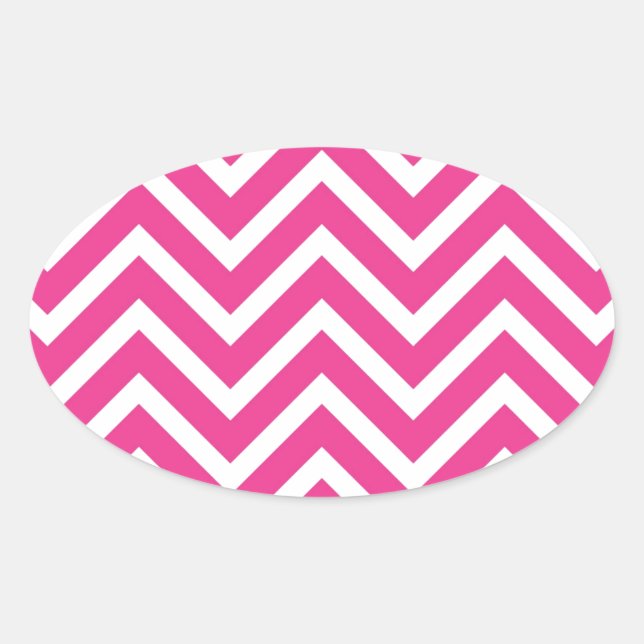 Adesivo Oval Padrão de Chevron Rosa Girly (Frente)