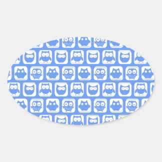 Adesivo Oval Padrão de Coruja Azul