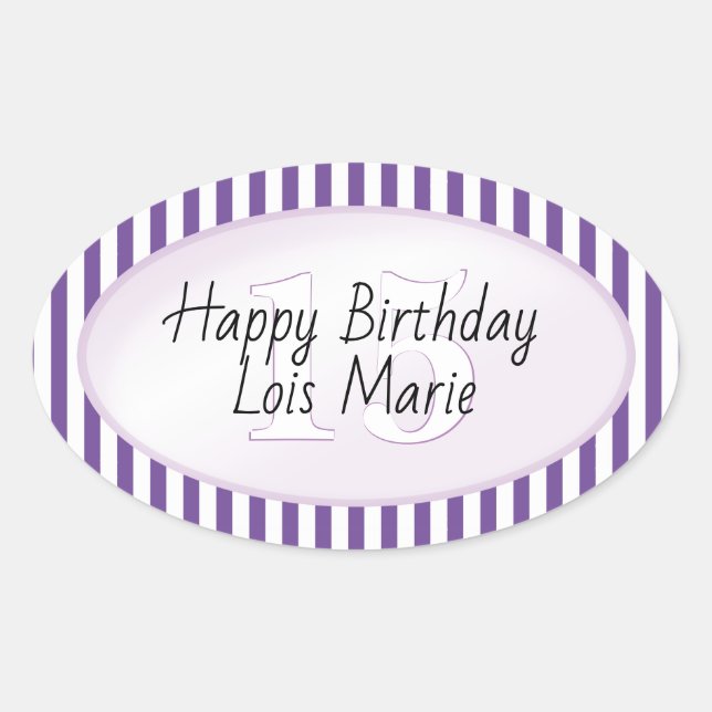 Adesivo Oval Padrão de distribuição simples roxa/branca de idad (Frente)