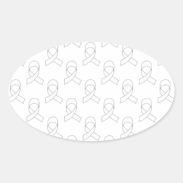 Adesivo Oval Padrão de fita branca (Frente)