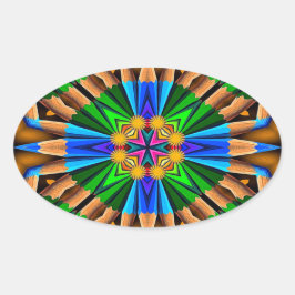 Adesivo Oval Padrão de Flores de Abstrato exclusivo