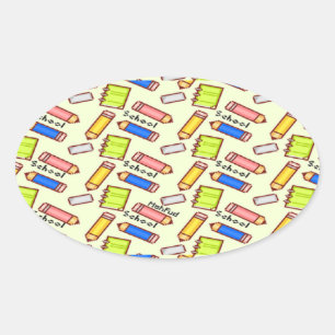 Adesivo Oval Padrão de papel de carta em amarelo