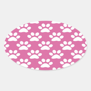 Adesivo Oval Padrão de papoilas brancas e cor-de-rosa