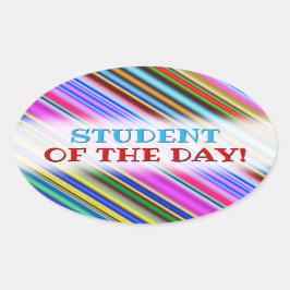 Adesivo Oval Padrão de Stripes Multicolores Vibrantes e de Ecin