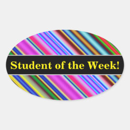 Adesivo Oval Padrão de Stripes Multicolores Vibrantes e de Ecin