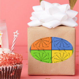 Adesivo Oval Padrão de tecido egípcio sem costura