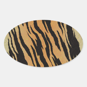 Adesivo Oval Padrão de Tigre