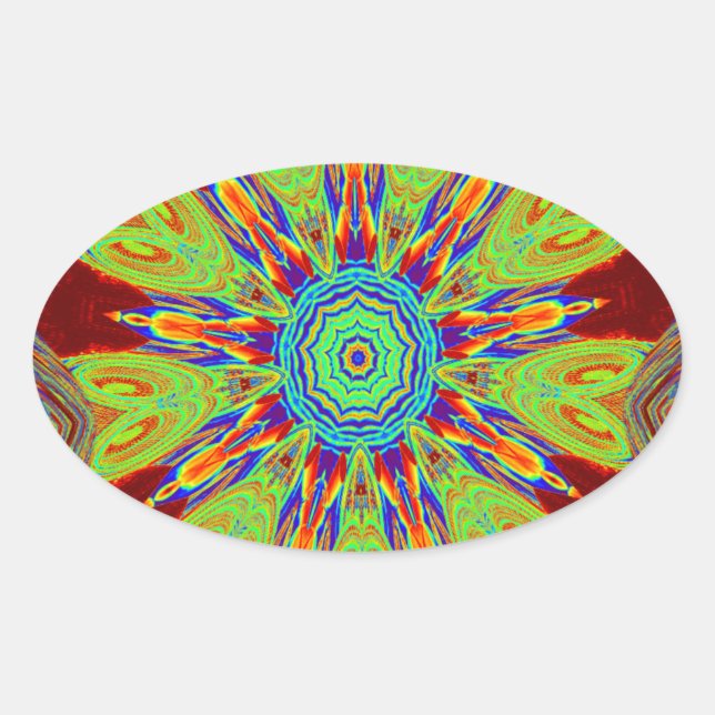 Adesivo Oval Padrão étnico europeu da Ásia africana (Frente)