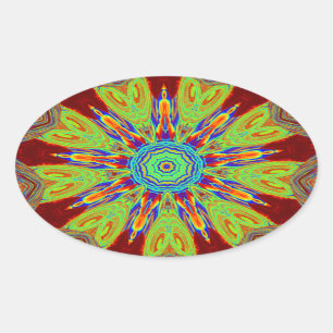 Adesivo Oval Padrão étnico europeu da Ásia africana