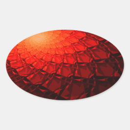 Adesivo Oval Padrão Fractal Vermelho