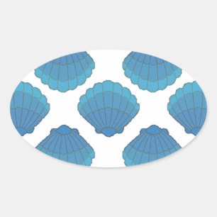 Adesivo Oval Padrão Mosaico Azul