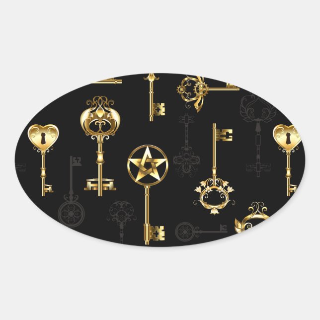 Adesivo Oval Padrão sem falhas com chaves de Ouro (Frente)