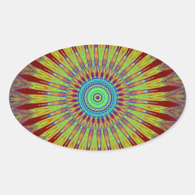 Adesivo Oval Padrão tribal africano de tapetes iranianos.jpg (Frente)