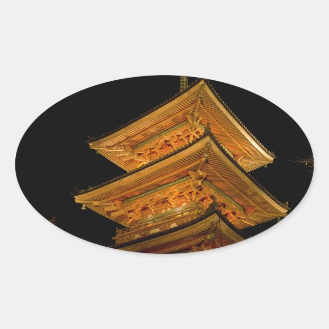 Adesivo Oval Pagoda Japão - Quioto (Frente)