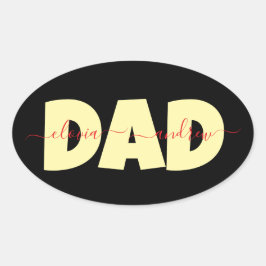 Adesivo Oval Pai Nome personalizado dos filhos