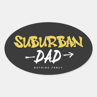Adesivo Oval Pai Suburbano, Arte de Grafite Amarelo em preto