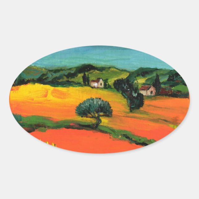 ADESIVO OVAL PAISAGEM DA TOSCANA (Frente)