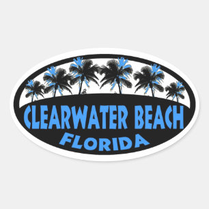 Adesivo Oval Palmas de Florida da praia de Clearwater