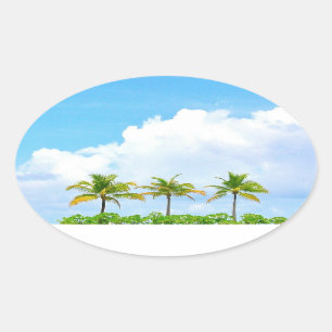Adesivo Oval Palmas personalizadas Modelo Vazio de nuvens de cé