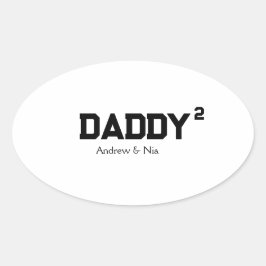 Adesivo Oval Papai com o nome personalizado das crianças