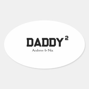 Adesivo Oval Papai com o nome personalizado das crianças