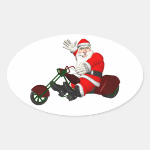 Adesivo Oval Papai Noel de Mototriciclo