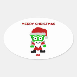 Adesivo Oval Papais noeis FrankenQueijo Oval Sticker