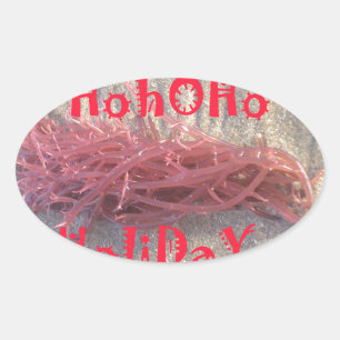 Adesivo Oval Papais noeis HoHo Feliz Natal das cores da praia