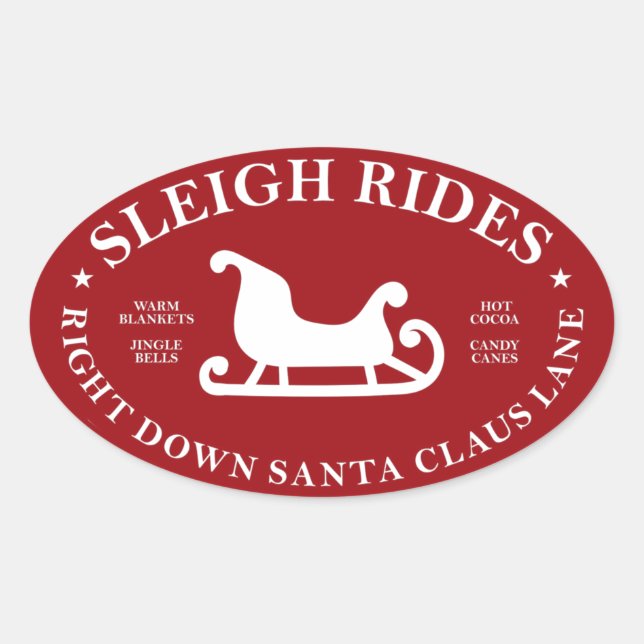 Adesivo Oval Papais noeis Lane Sleigh Rides (Frente)