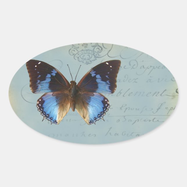 Adesivo Oval Papillon bleu (Frente)