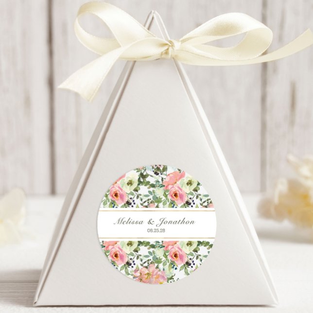 Adesivo Oval para Casamento Floral Blush e Casca d (Criador carregado)