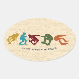 Adesivo Oval Para Colagem de Gráficos Skateboarders