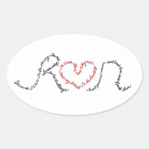 Adesivo Oval Para o amor de autocolante no vidro traseiro