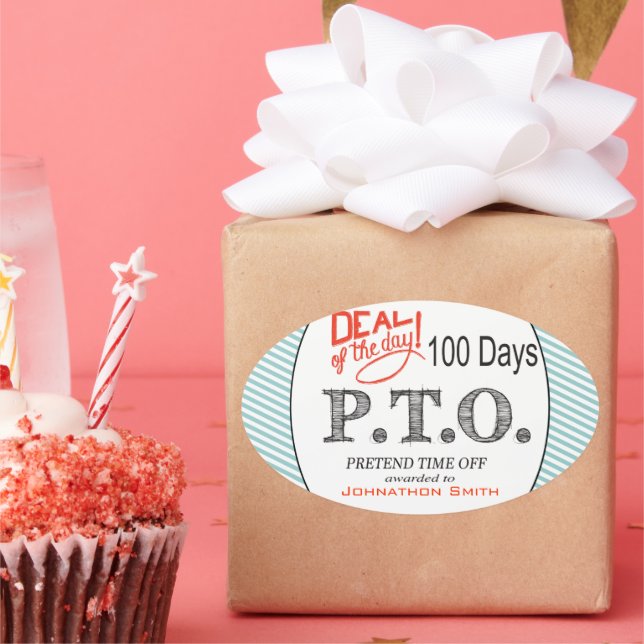 Adesivo Oval Parabéns Engraçados Promovidos para Fingir o Tempo (Festa)