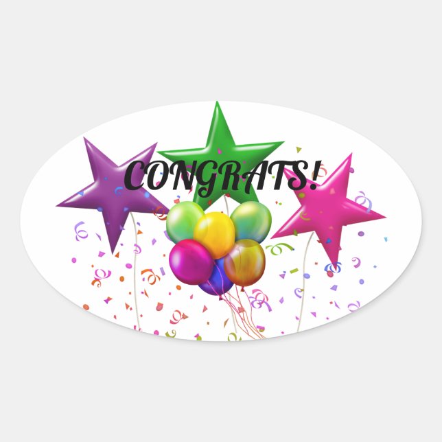 Adesivo Oval Parabéns Retangular (Frente)