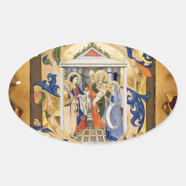 ADESIVO OVAL PARCHES DE NATAL FLORAL DA NATIVIDADE (Frente)